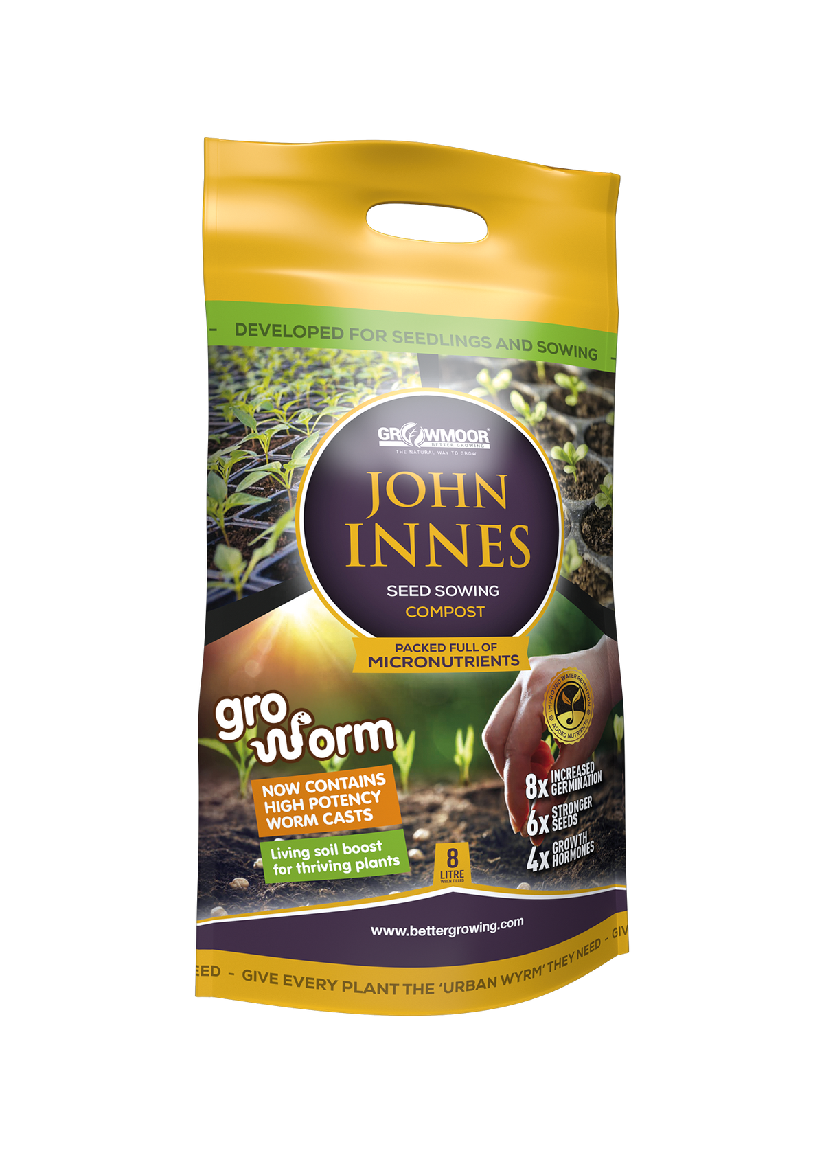 Gro Worm John Innes Seed Compost, 8 litre carry bag